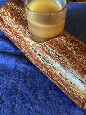 Burl Rustic Log with Votive . Functional Art
